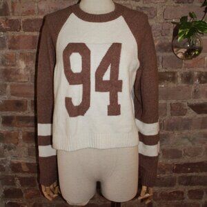 Women 94 White Brown Long Sleeve Sweater Size Medium